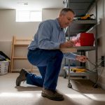 Electrician inspecting wiring in Delaware home